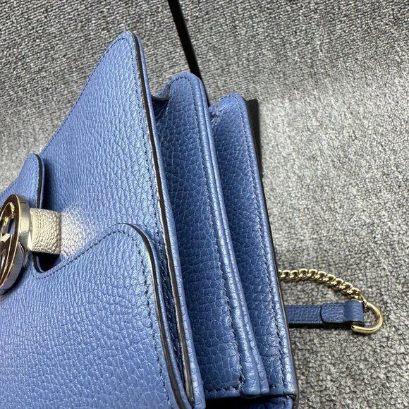 GUCCI Interlocking G Blue Leather Shoulder Bag 650-081525 - Picture 6 of 15